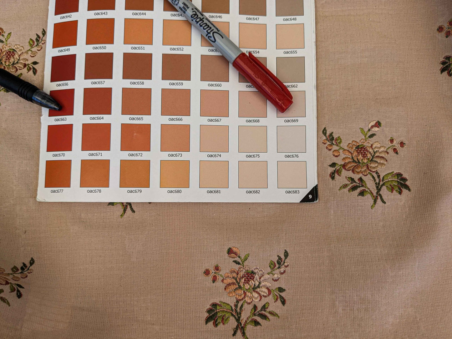 41" x 55" Scalamandre Floral Botanical French Court Stripe Beige Gray