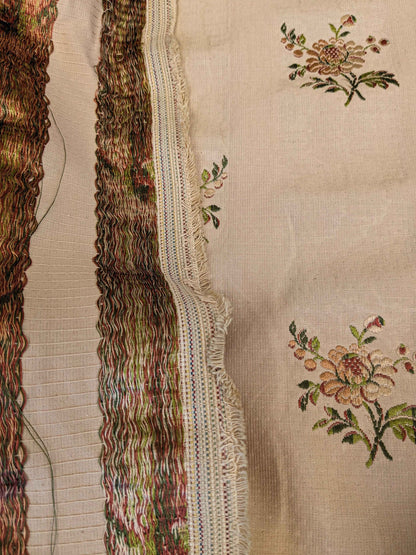 41" x 55" Scalamandre Floral Botanical French Court Stripe Beige Gray