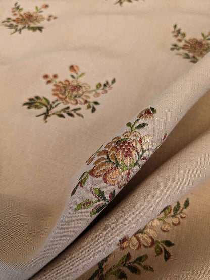 41" x 55" Scalamandre Floral Botanical French Court Stripe Beige Gray