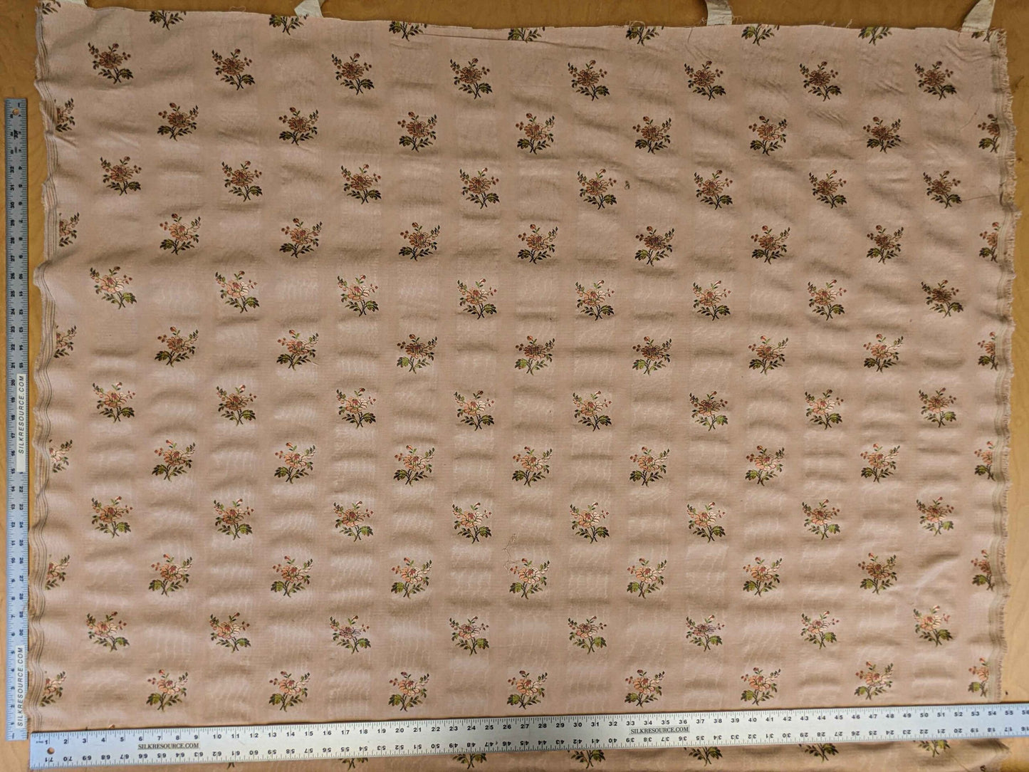 2y Scalamandre Floral Botanical French Court Stripe Pink Flower Beige Gray