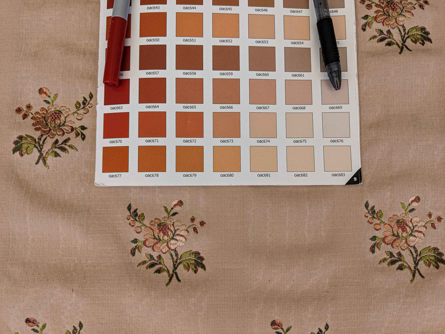 2y Scalamandre Floral Botanical French Court Stripe Pink Flower Beige Gray