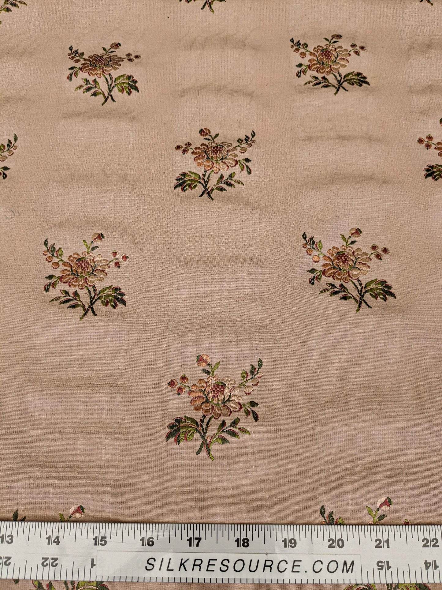 2y Scalamandre Floral Botanical French Court Stripe Pink Flower Beige Gray