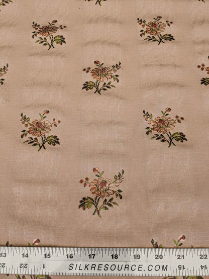 2y Scalamandre Floral Botanical French Court Stripe Pink Flower Beige Gray