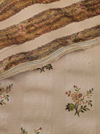 2y Scalamandre Floral Botanical French Court Stripe Pink Flower Beige Gray