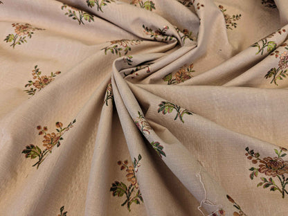 2y Scalamandre Floral Botanical French Court Stripe Pink Flower Beige Gray