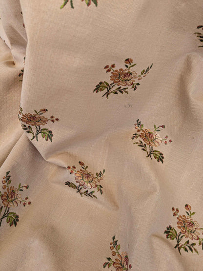 2y Scalamandre Floral Botanical French Court Stripe Pink Flower Beige Gray