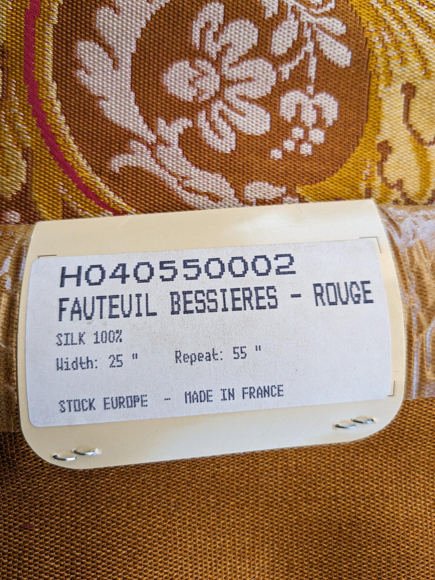 26" x 51" Scalamandre Fauteuil Bessieres Seat &amp; Back Rouge Red Gold French Antique Design Medallion MSRP USD 612/y
