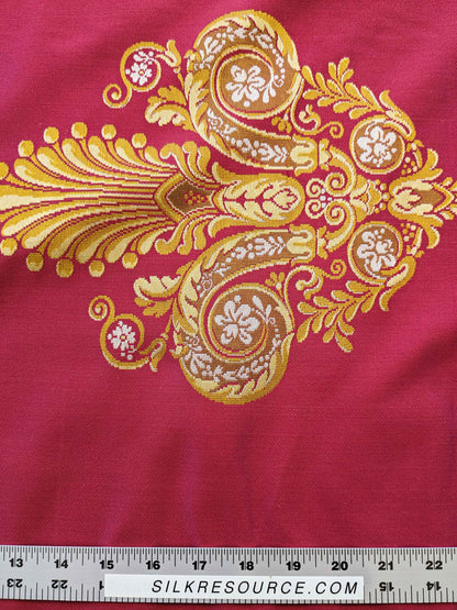 26" x 51" Scalamandre Fauteuil Bessieres Seat &amp; Back Rouge Red Gold French Antique Design Medallion MSRP USD 612/y