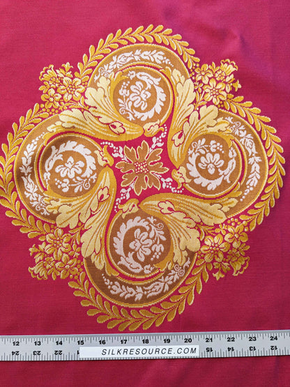 26" x 51" Scalamandre Fauteuil Bessieres Seat &amp; Back Rouge Red Gold French Antique Design Medallion MSRP USD 612/y