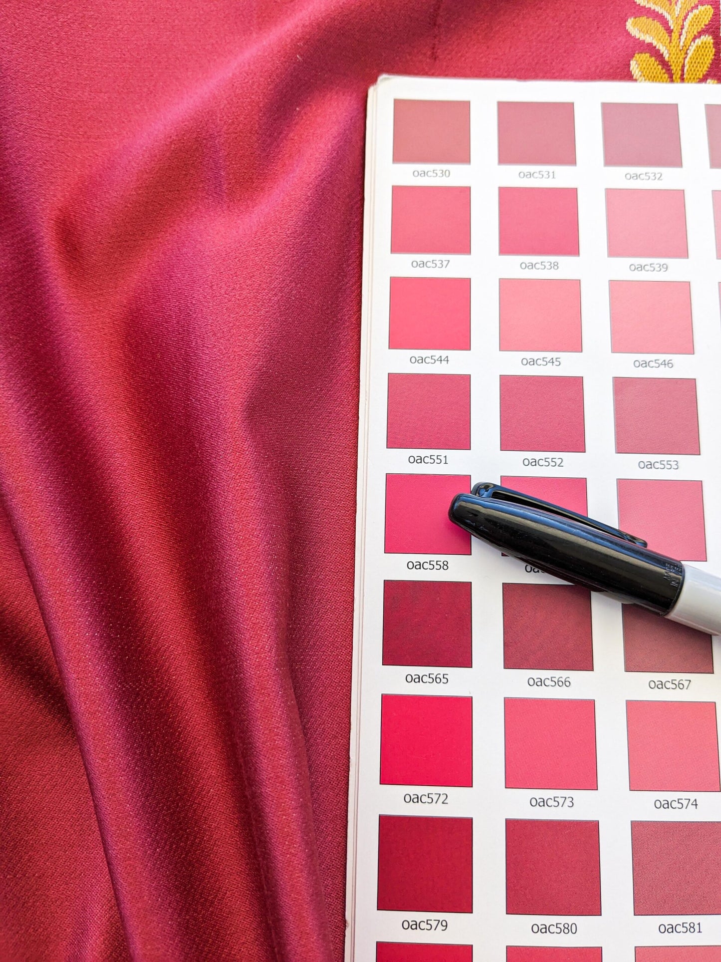 26" x 51" Scalamandre Fauteuil Bessieres Seat &amp; Back Rouge Red Gold French Antique Design Medallion MSRP USD 612/y