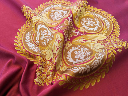 26" x 51" Scalamandre Fauteuil Bessieres Seat &amp; Back Rouge Red Gold French Antique Design Medallion MSRP USD 612/y