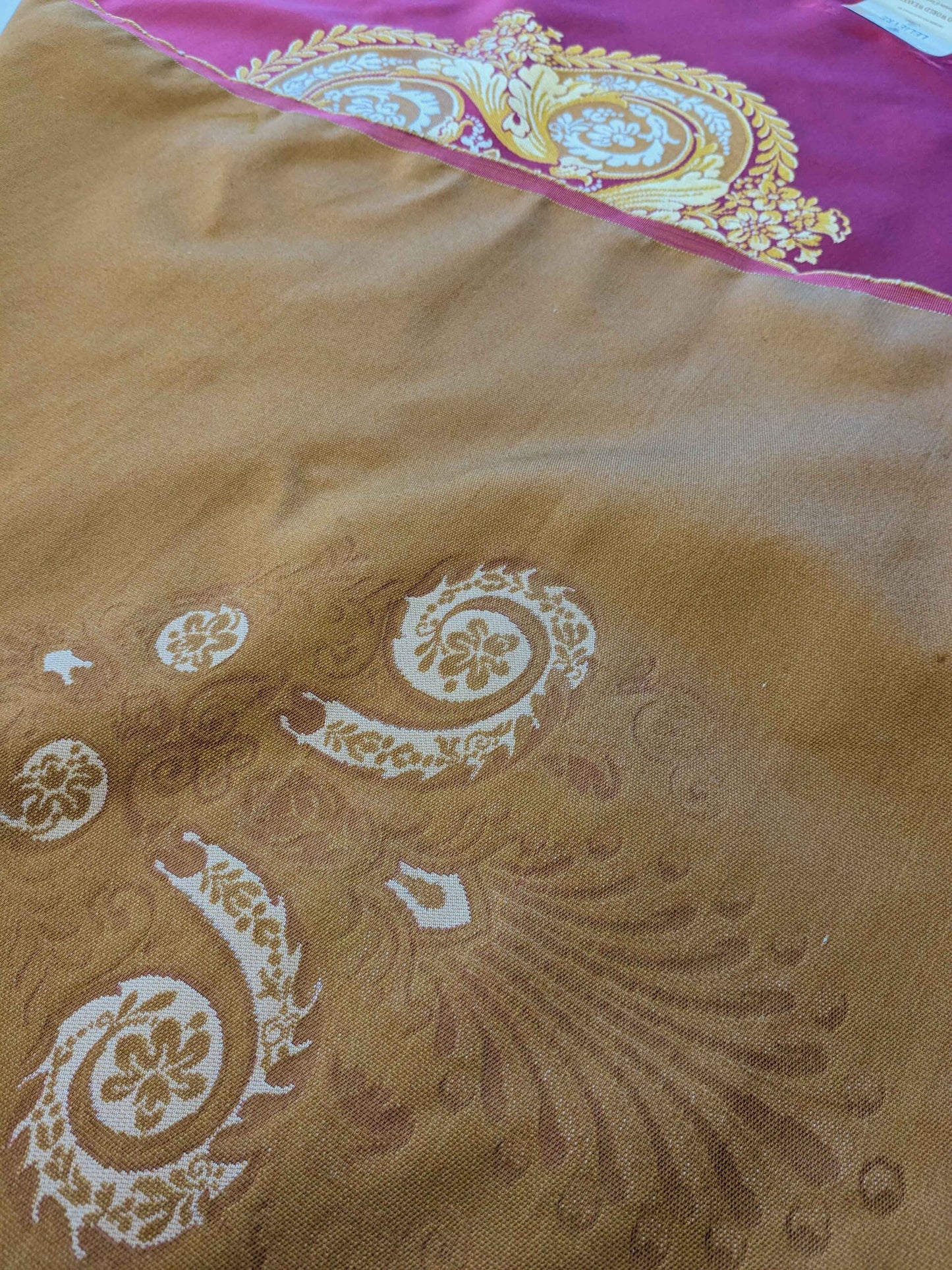 26" x 51" Scalamandre Fauteuil Bessieres Seat &amp; Back Rouge Red Gold French Antique Design Medallion MSRP USD 612/y