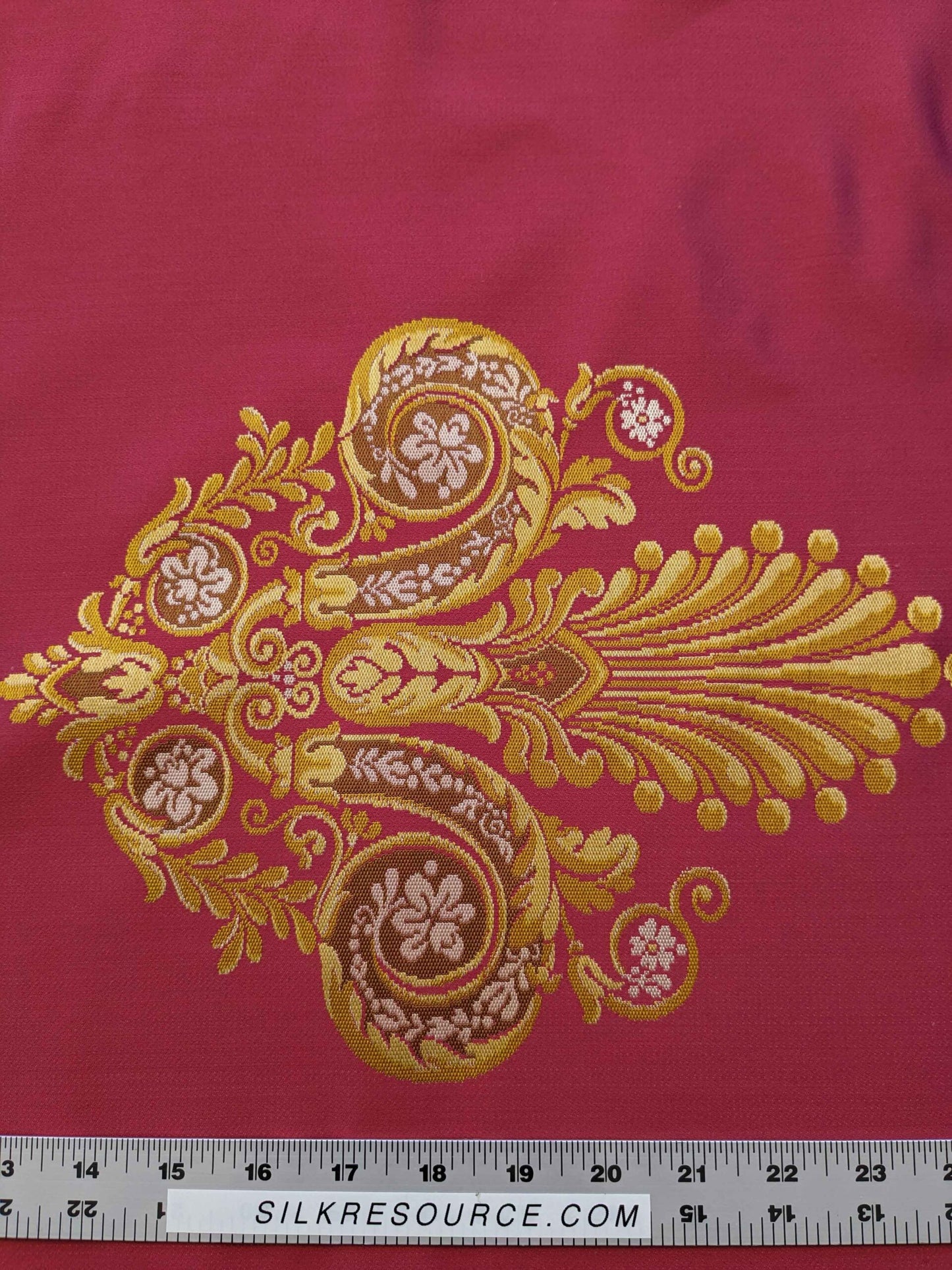 26" x 51" Scalamandre Fauteuil Bessieres Seat &amp; Back Rouge Red Gold French Antique Design Medallion MSRP USD 612/y