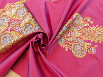 26" x 51" Scalamandre Fauteuil Bessieres Seat &amp; Back Rouge Red Gold French Antique Design Medallion MSRP USD 612/y