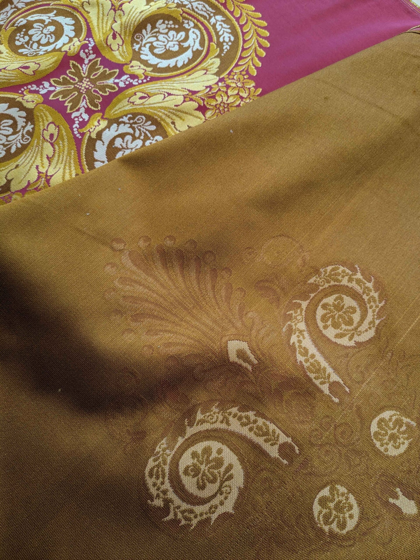 26" x 51" Scalamandre Fauteuil Bessieres Seat &amp; Back Rouge Red Gold French Antique Design Medallion MSRP USD 612/y