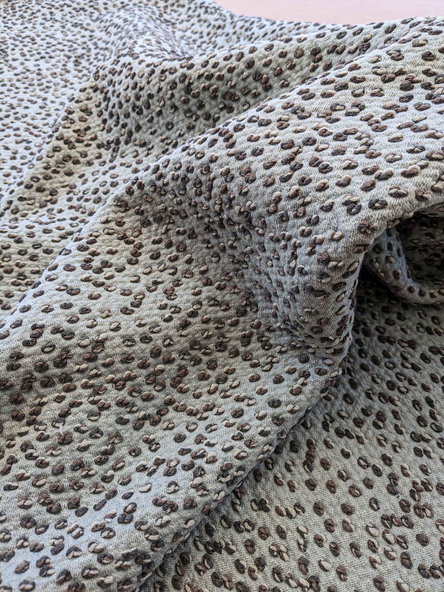 38"w x 55.5"l  Scalamandre Abstract Dots Circle Gray Woven Small Scale