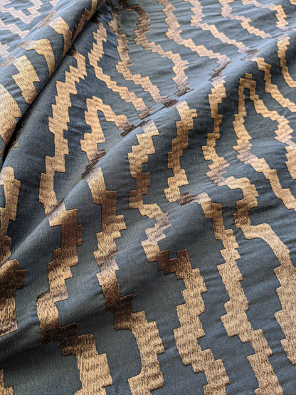 37"Width Lelievre Paris Zebra Orage Blue Gray Abstract Woven