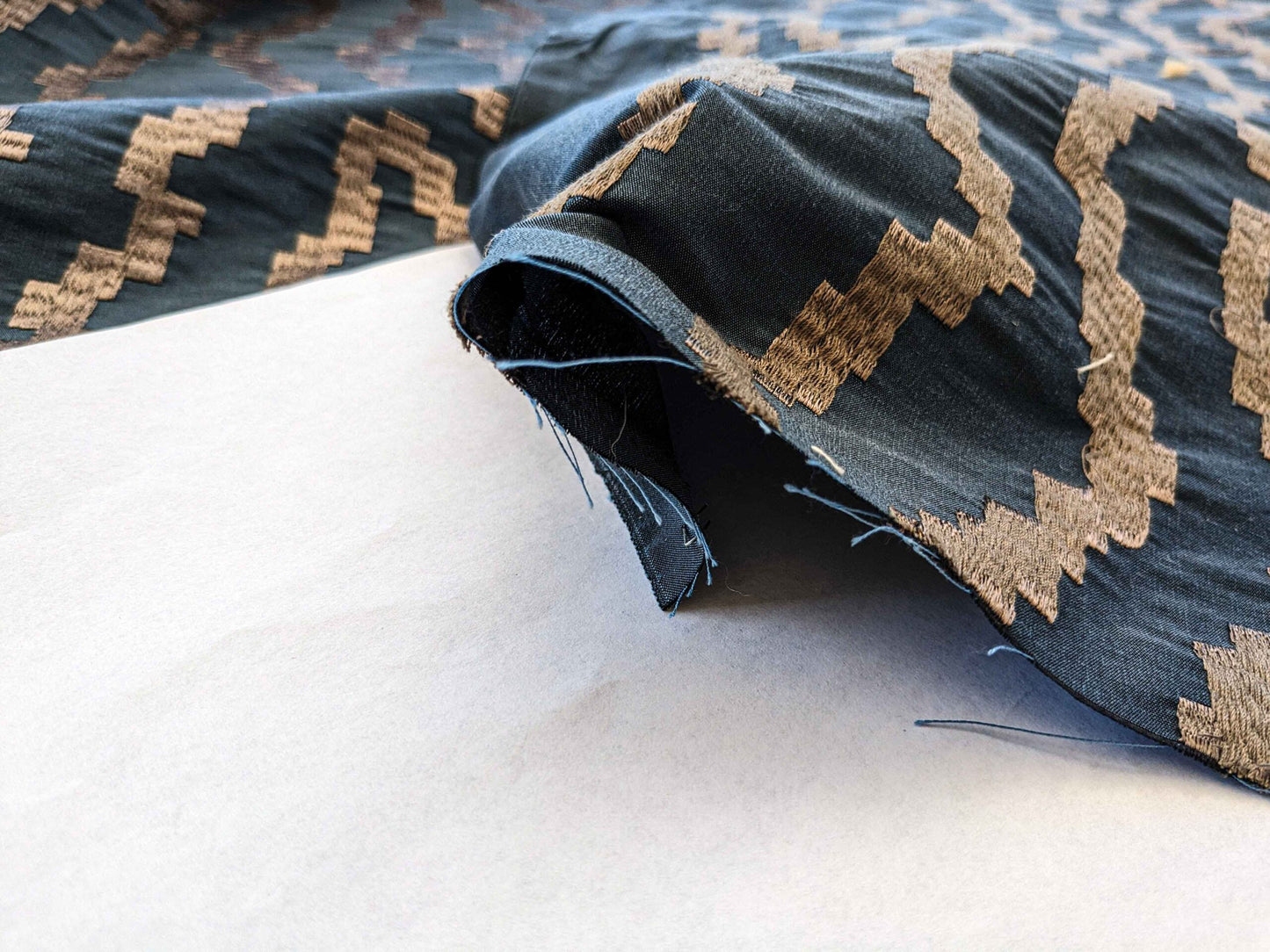 37"Width Lelievre Paris Zebra Orage Blue Gray Abstract Woven