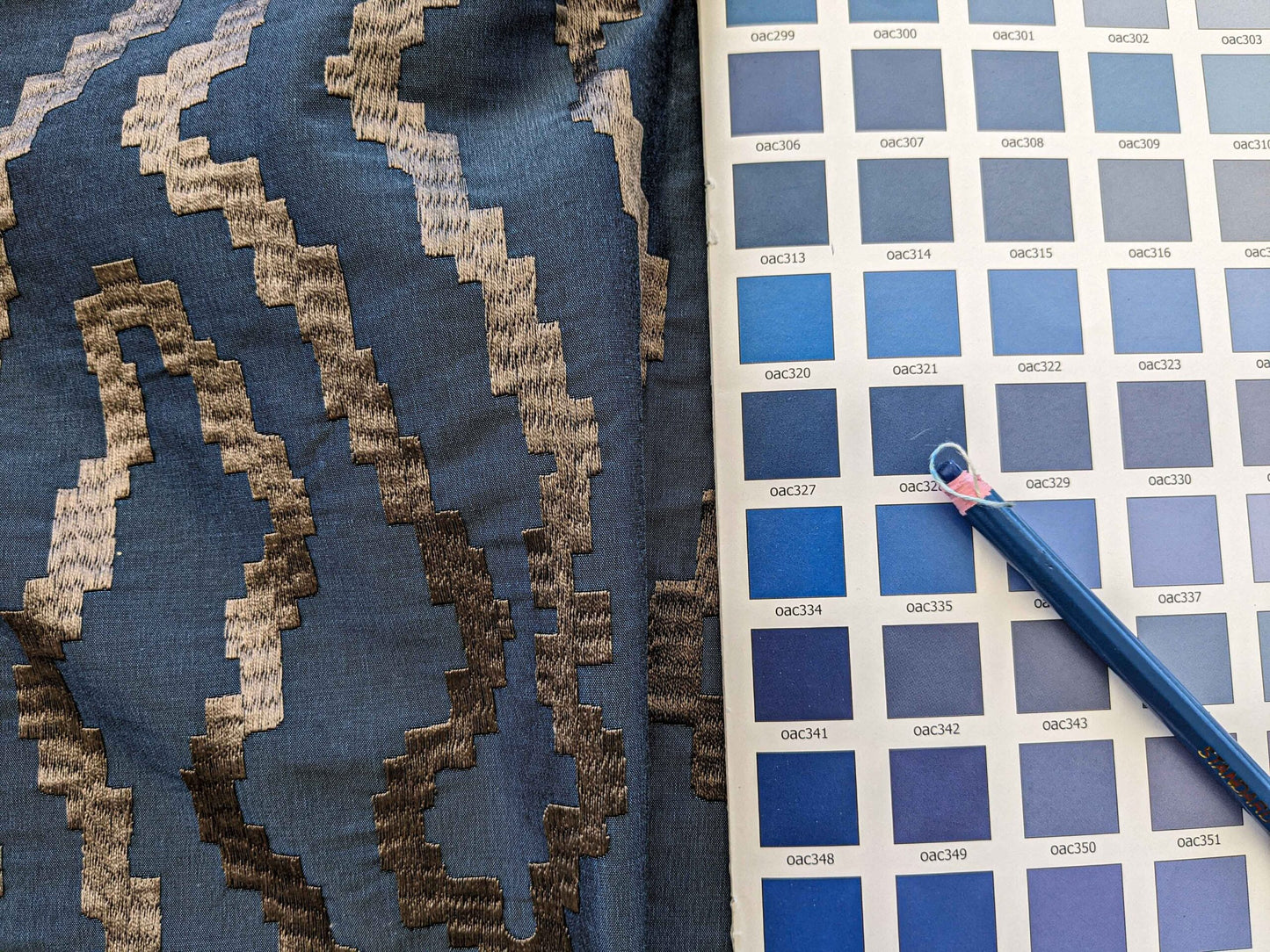 37"Width Lelievre Paris Zebra Orage Blue Gray Abstract Woven