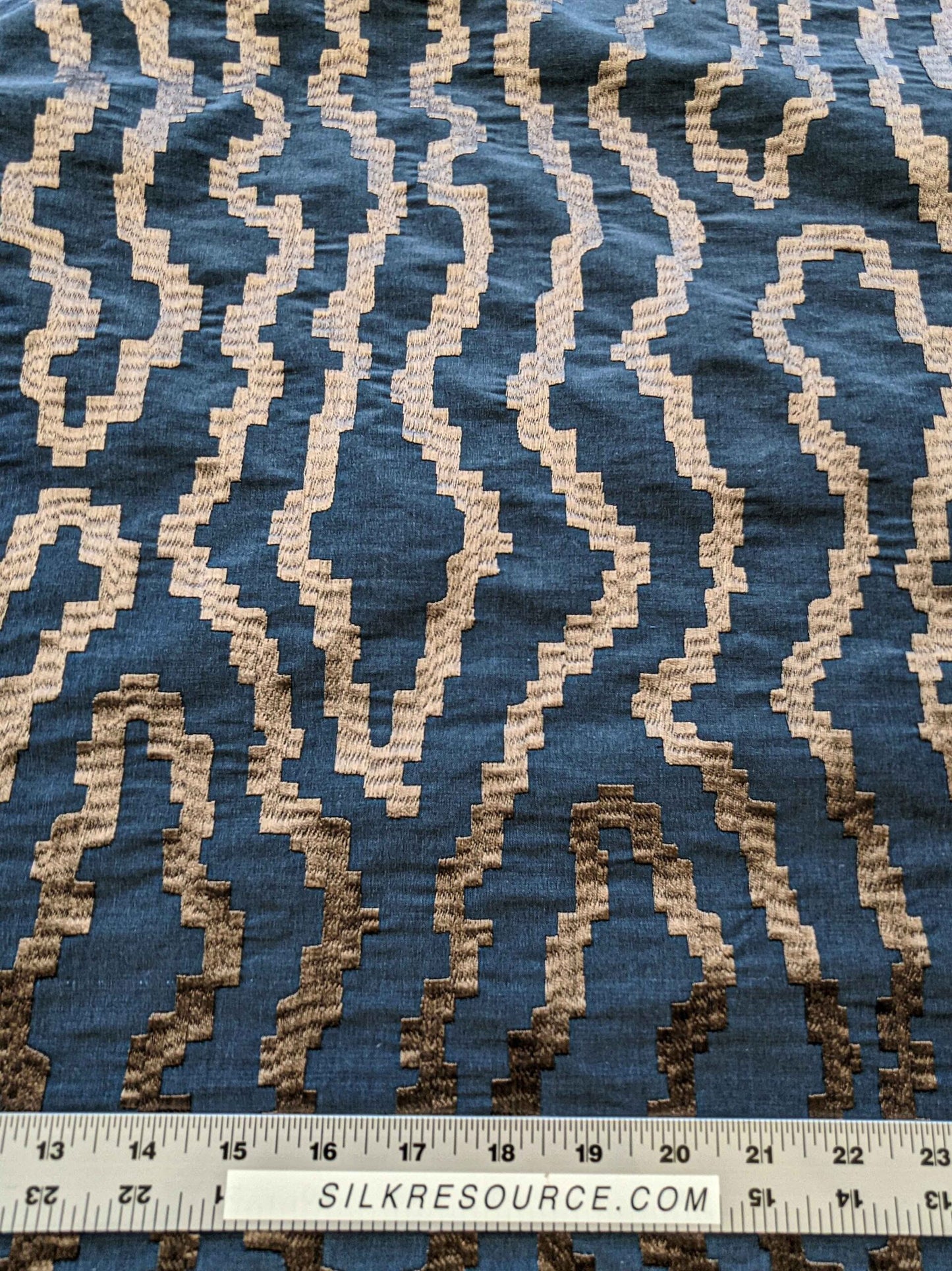 37"Width Lelievre Paris Zebra Orage Blue Gray Abstract Woven