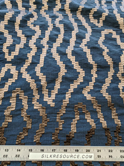 37"Width Lelievre Paris Zebra Orage Blue Gray Abstract Woven