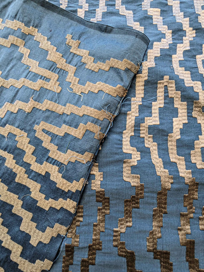 37"Width Lelievre Paris Zebra Orage Blue Gray Abstract Woven