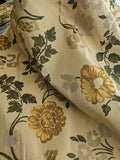 By Yard Scalamandre Fil Coupe Bright Yellow Golden Sunflower Daisy Green Vine on Warm Yellow Gold Silky
