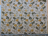 By Yard Scalamandre Fil Coupe Bright Yellow Golden Sunflower Daisy Green Vine on Warm Beige
