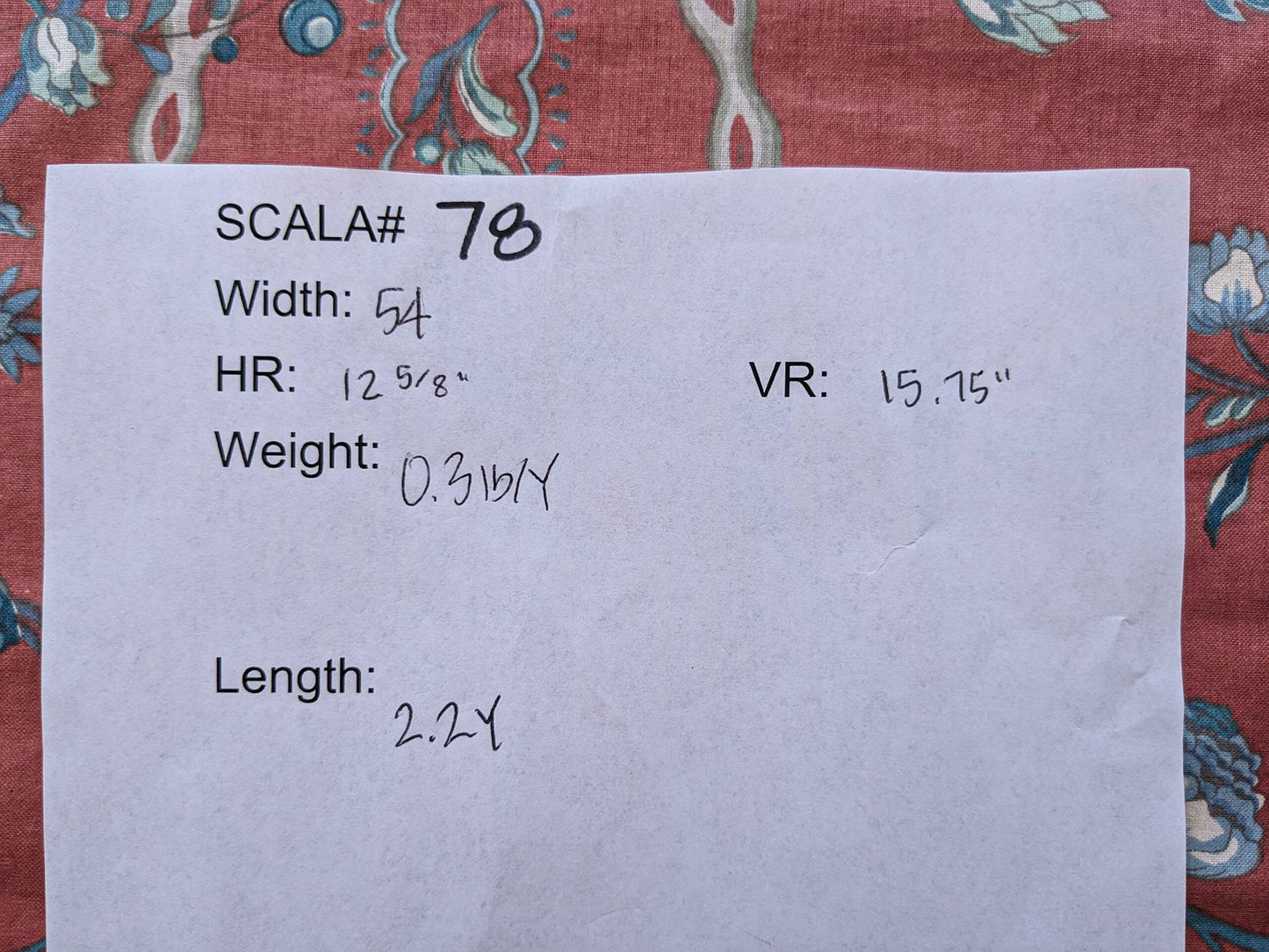 2.2y Scalamandre Floral Botanical Tree Foliage  French Court Blue White Gray on Red