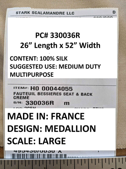 26"x 52" Scalamandre Fauteuil Bessieres Seat &amp; Back Creme French Antique Design MSRP USD 612/y
