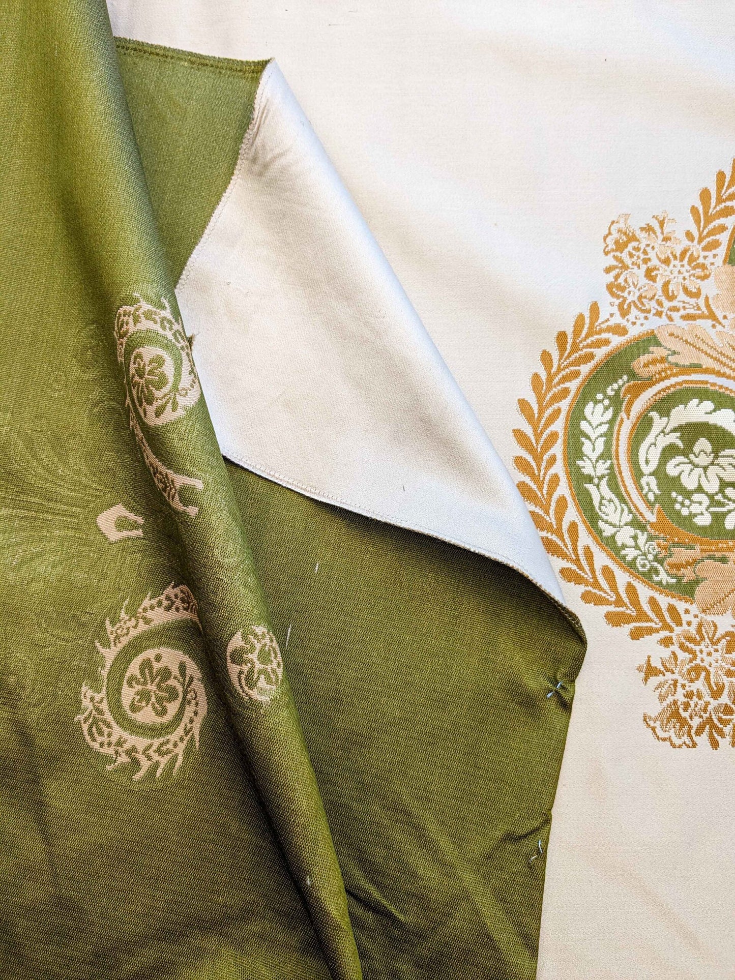 26"x 52" Scalamandre Fauteuil Bessieres Seat &amp; Back Creme French Antique Design MSRP USD 612/y