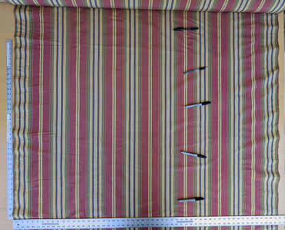 by yard Scalamandre Silk Taffeta Stripe Red Green Yellow White Defect.