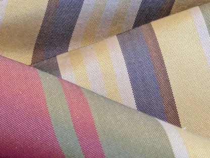 by yard Scalamandre Silk Taffeta Stripe Red Green Yellow White Defect.