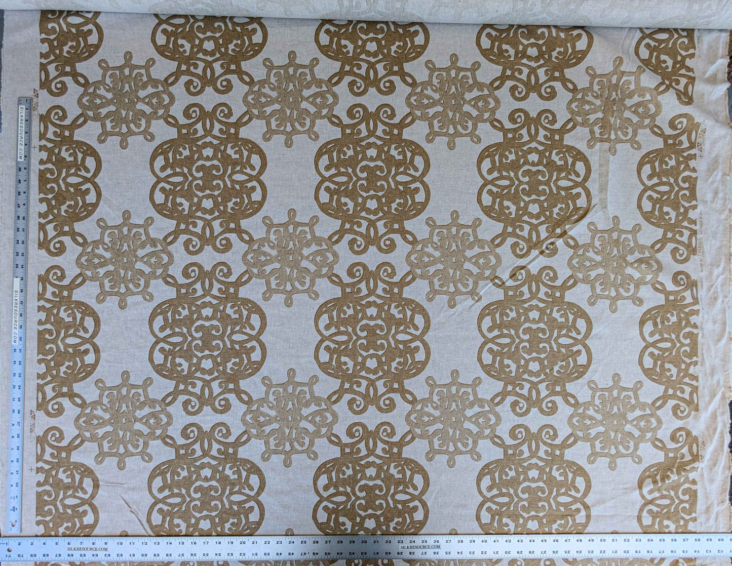 by yard Scalamandre Medallion Brown White Art Deco Print  62"width