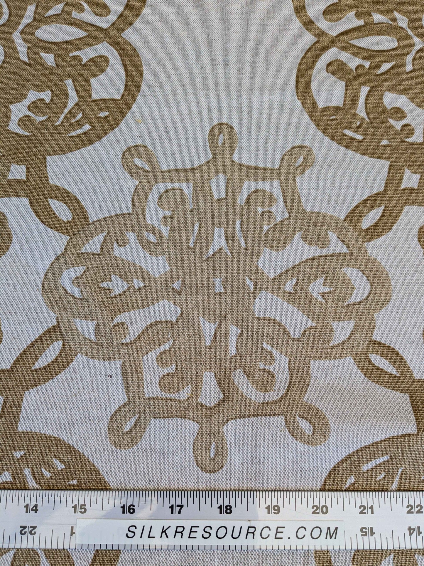 by yard Scalamandre Medallion Brown White Art Deco Print  62"width