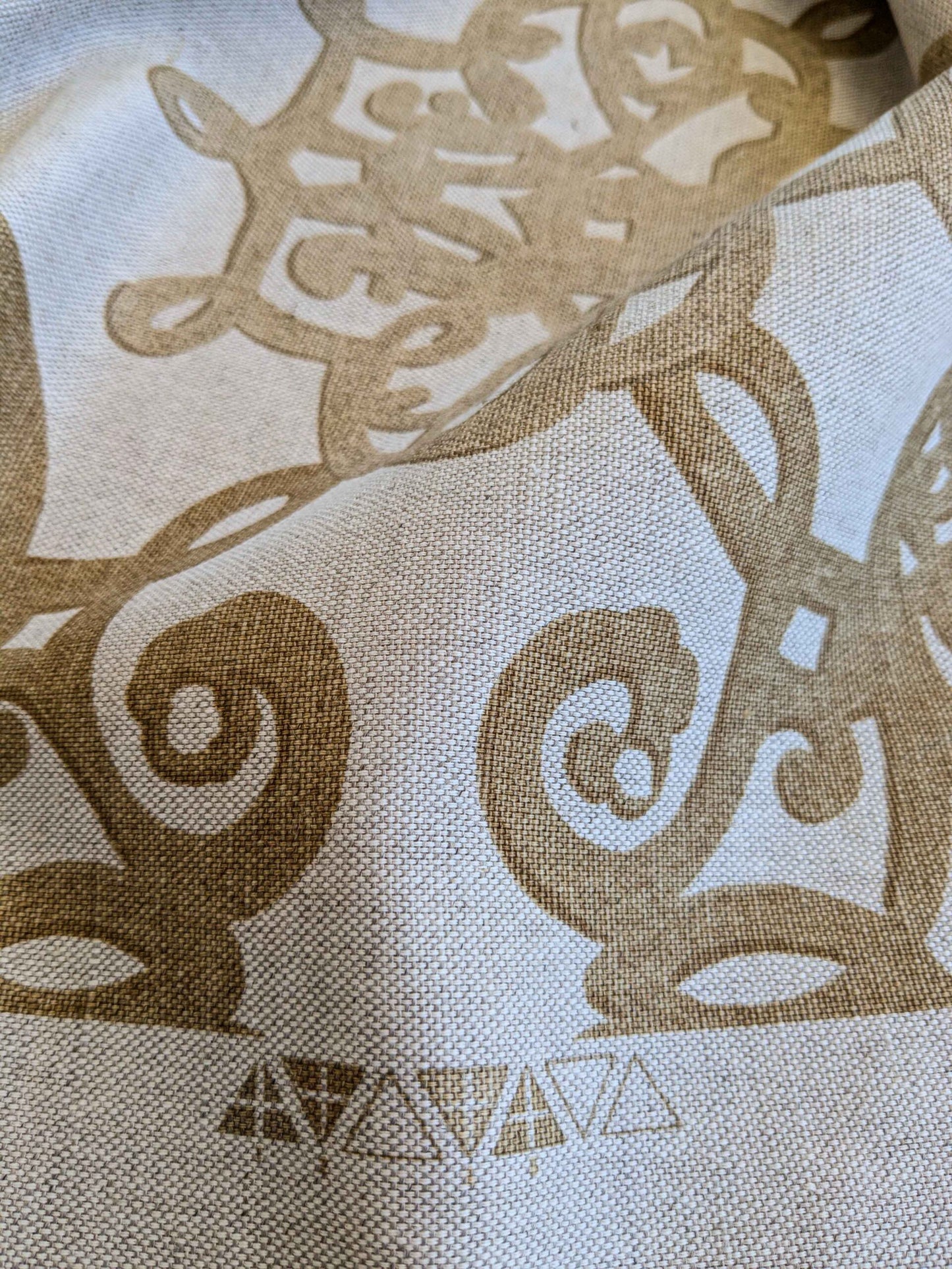 by yard Scalamandre Medallion Brown White Art Deco Print  62"width