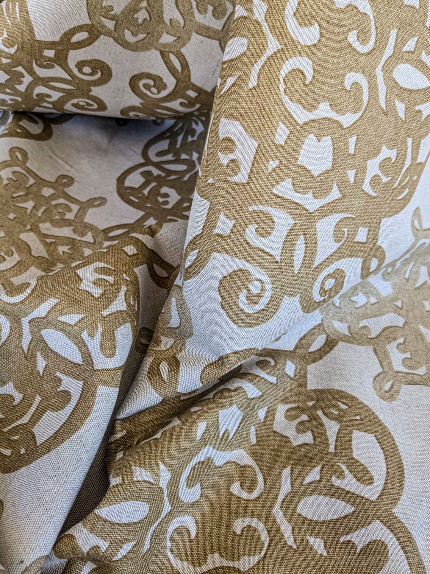 by yard Scalamandre Medallion Brown White Art Deco Print  62"width