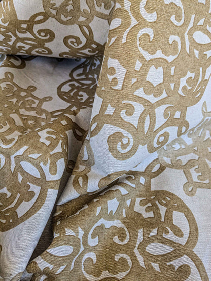 by yard Scalamandre Medallion Brown White Art Deco Print  62"width