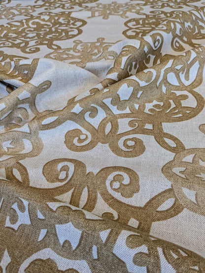 by yard Scalamandre Medallion Brown White Art Deco Print  62"width