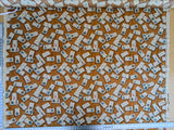 by yard Scalamandre Domino Game Crest Print Brown Mustard Gold White Art Deco Historic