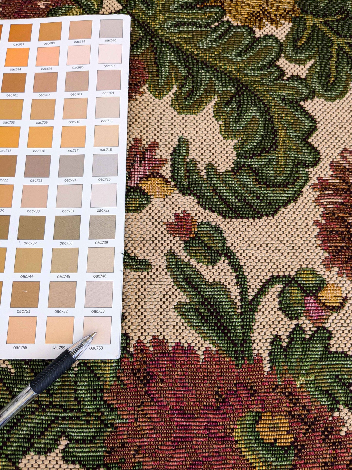 by yard Scalamandre Botanical Floral Jacobean Large Pattern Beige Light Brown Green Yellow Red