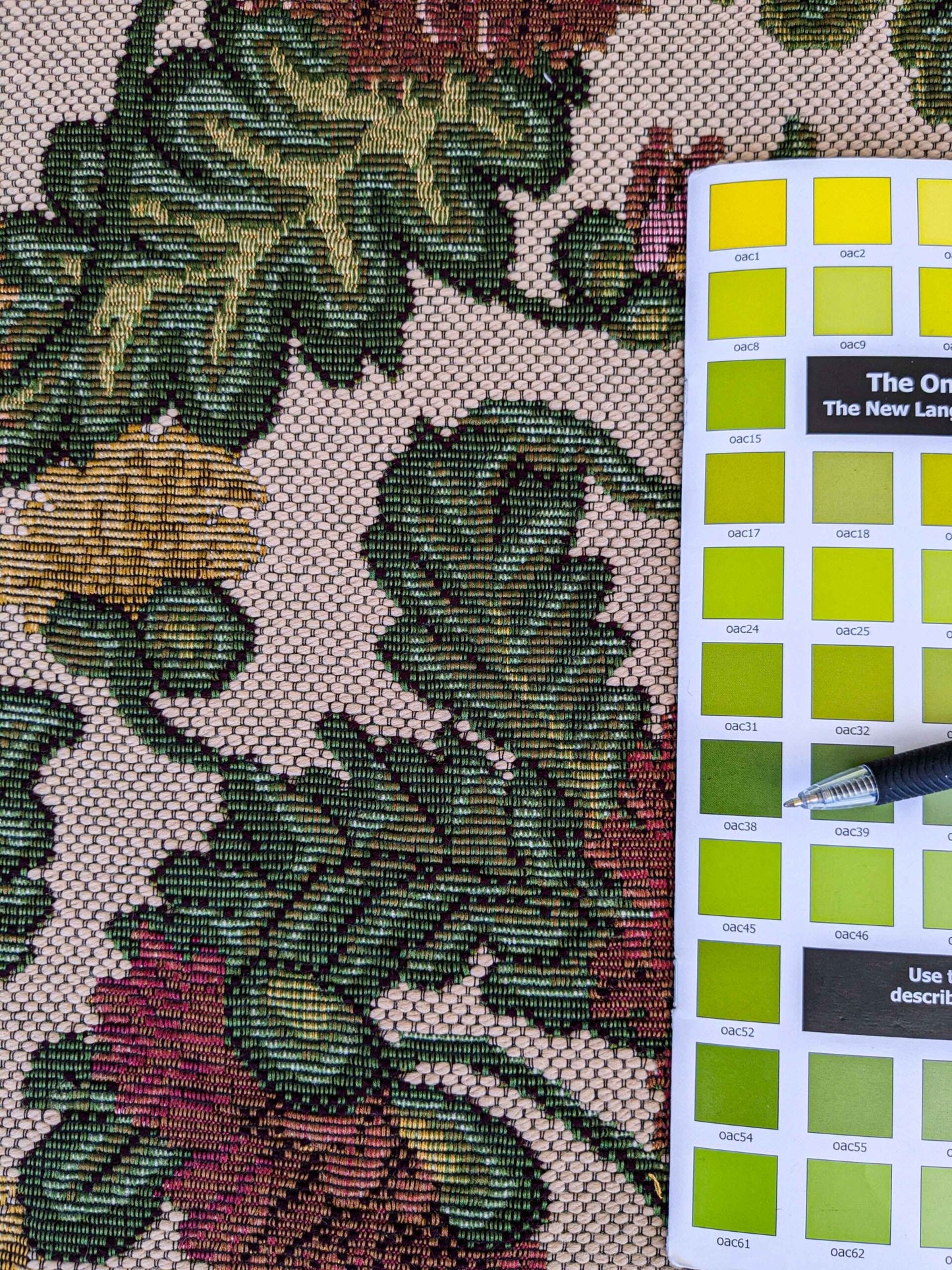 by yard Scalamandre Botanical Floral Jacobean Large Pattern Beige Light Brown Green Yellow Red