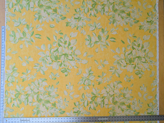 3.6y  Scalamandre Lelievre Paris Pollux Green Leaves on Yellow Botanical Tree Foliage