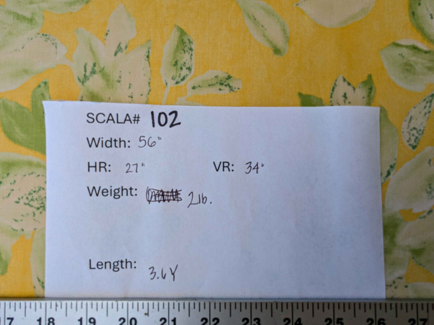 3.6y  Scalamandre Lelievre Paris Pollux Green Leaves on Yellow Botanical Tree Foliage