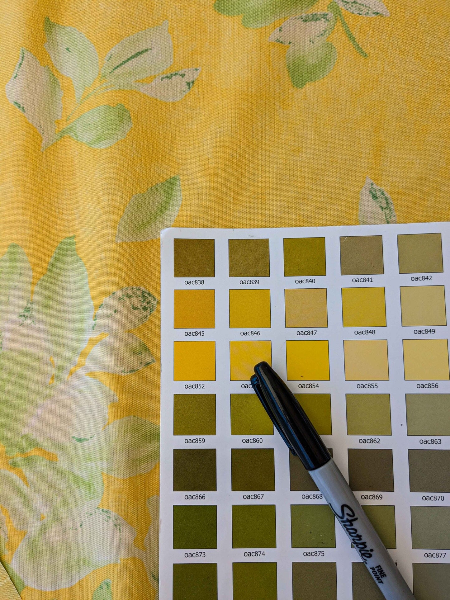 3.6y  Scalamandre Lelievre Paris Pollux Green Leaves on Yellow Botanical Tree Foliage