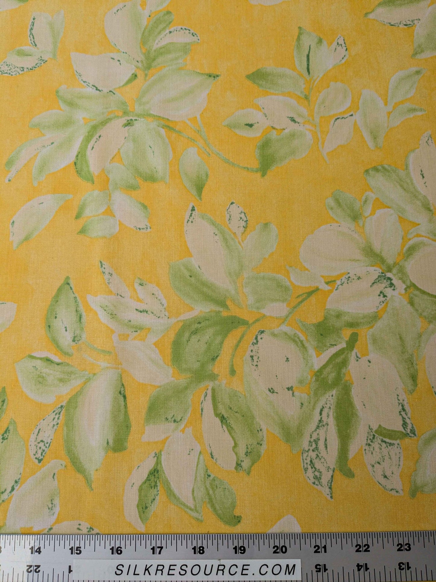 3.6y  Scalamandre Lelievre Paris Pollux Green Leaves on Yellow Botanical Tree Foliage