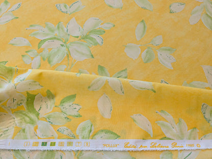 3.6y  Scalamandre Lelievre Paris Pollux Green Leaves on Yellow Botanical Tree Foliage