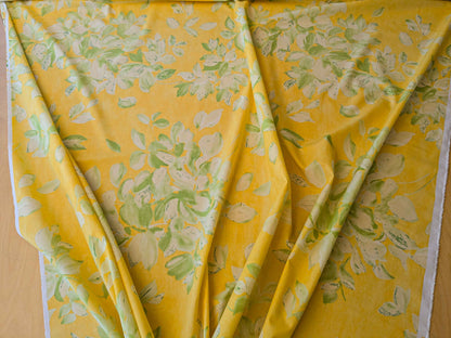 3.6y  Scalamandre Lelievre Paris Pollux Green Leaves on Yellow Botanical Tree Foliage