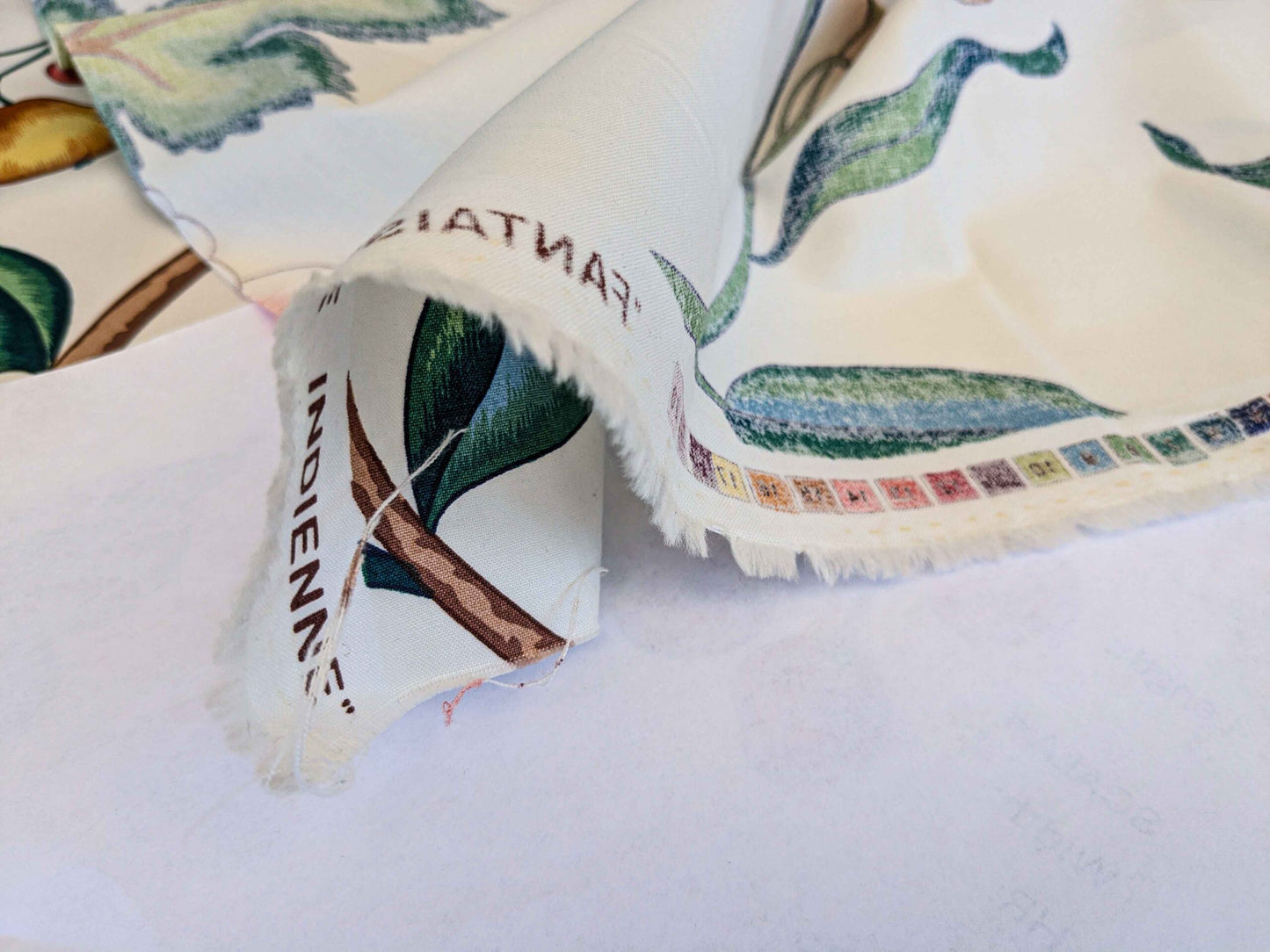 by yard Scalamandre Fantasie Indiene Flowers Butterfly Chinoiserie Botanical Floral Tree Foliage Large Pattern White Red Green Brown