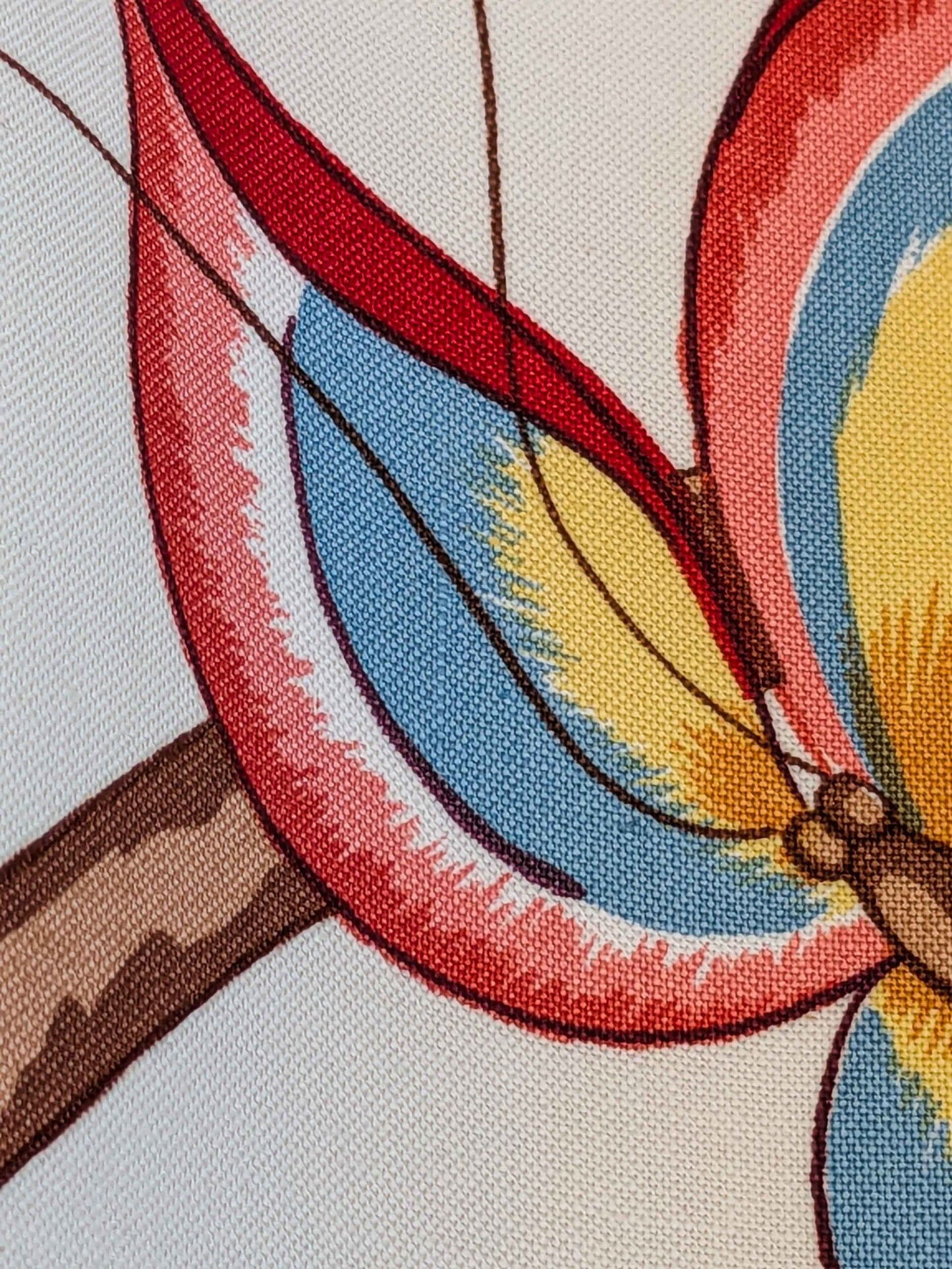 by yard Scalamandre Fantasie Indiene Flowers Butterfly Chinoiserie Botanical Floral Tree Foliage Large Pattern White Red Green Brown